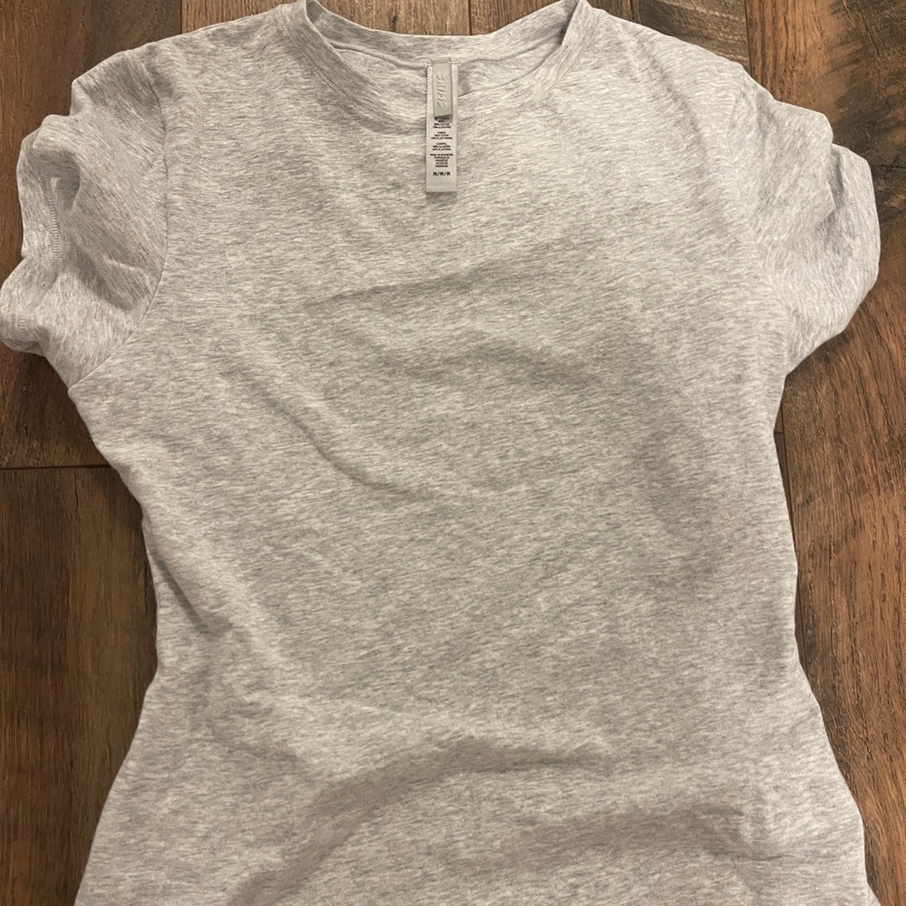 SKIMS Gray Fitted Polo T-Shirt